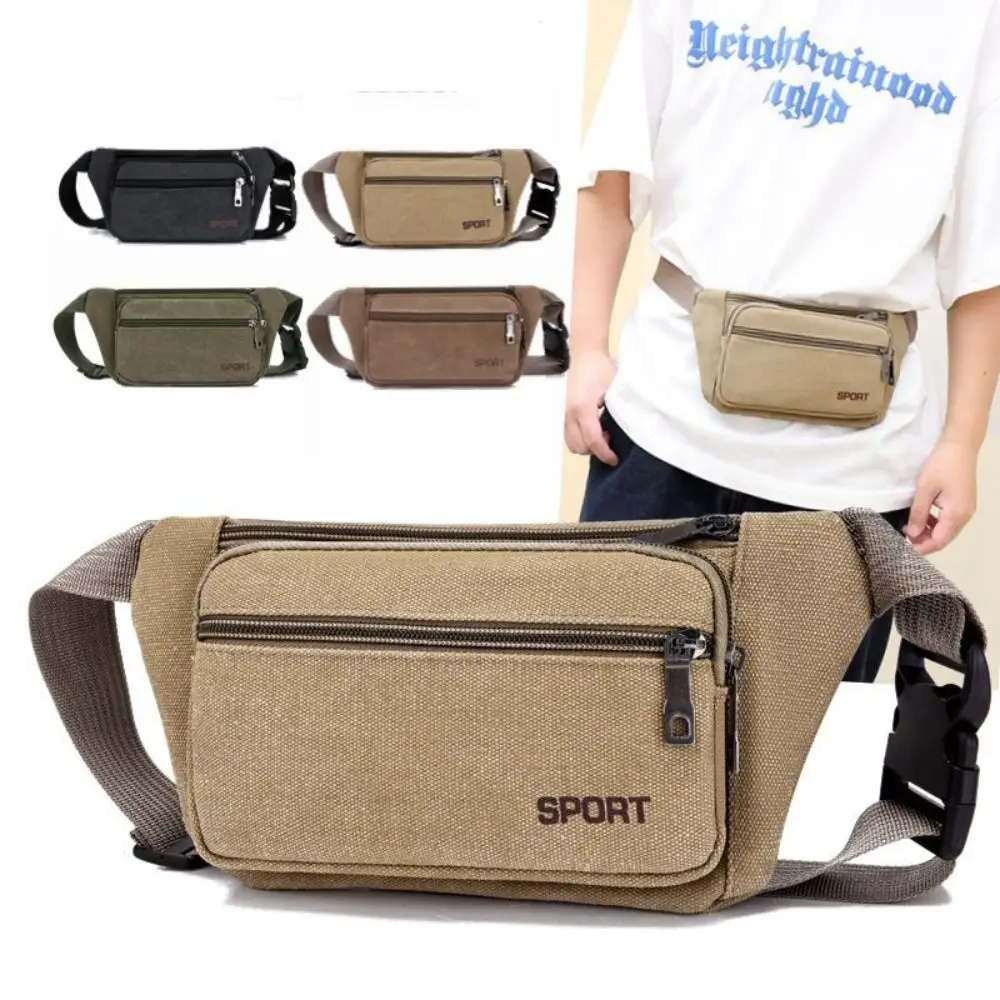 Riñonera de lona antirrobo para hombre, bolso de pecho deportivo de gran capacidad, Cartera de cajero de negocios, resistente al desgaste, para exteriores