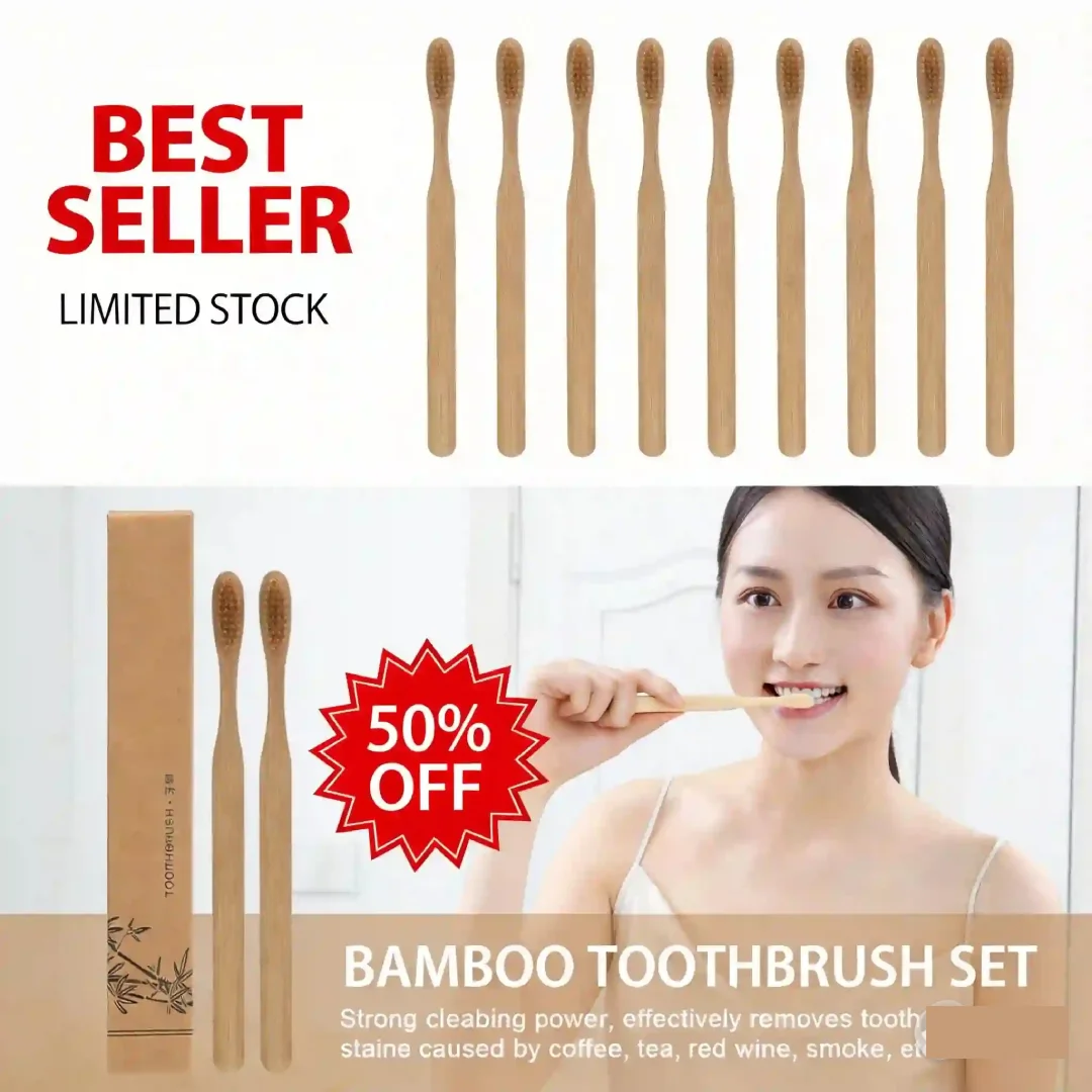 30Pcs Bamboo Disposable Toothbrushes Bamboo Charcoal Soft Bristles Natural Eco Friendly Oral Cleaning Toothbrushes For Home