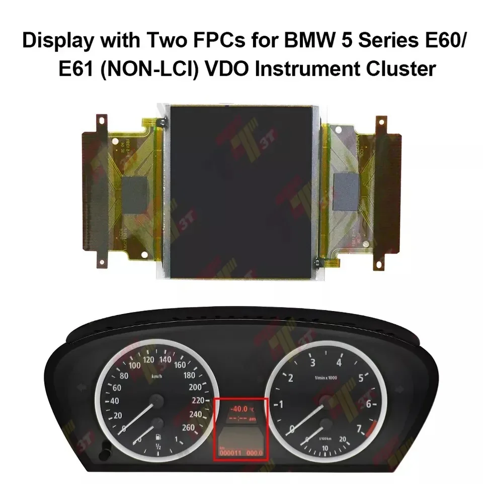 Dashboard LCD Display with Two FPCs for BMW 5 Series E60 / E61  (NON-LCI)  VDO Instrument Cluster