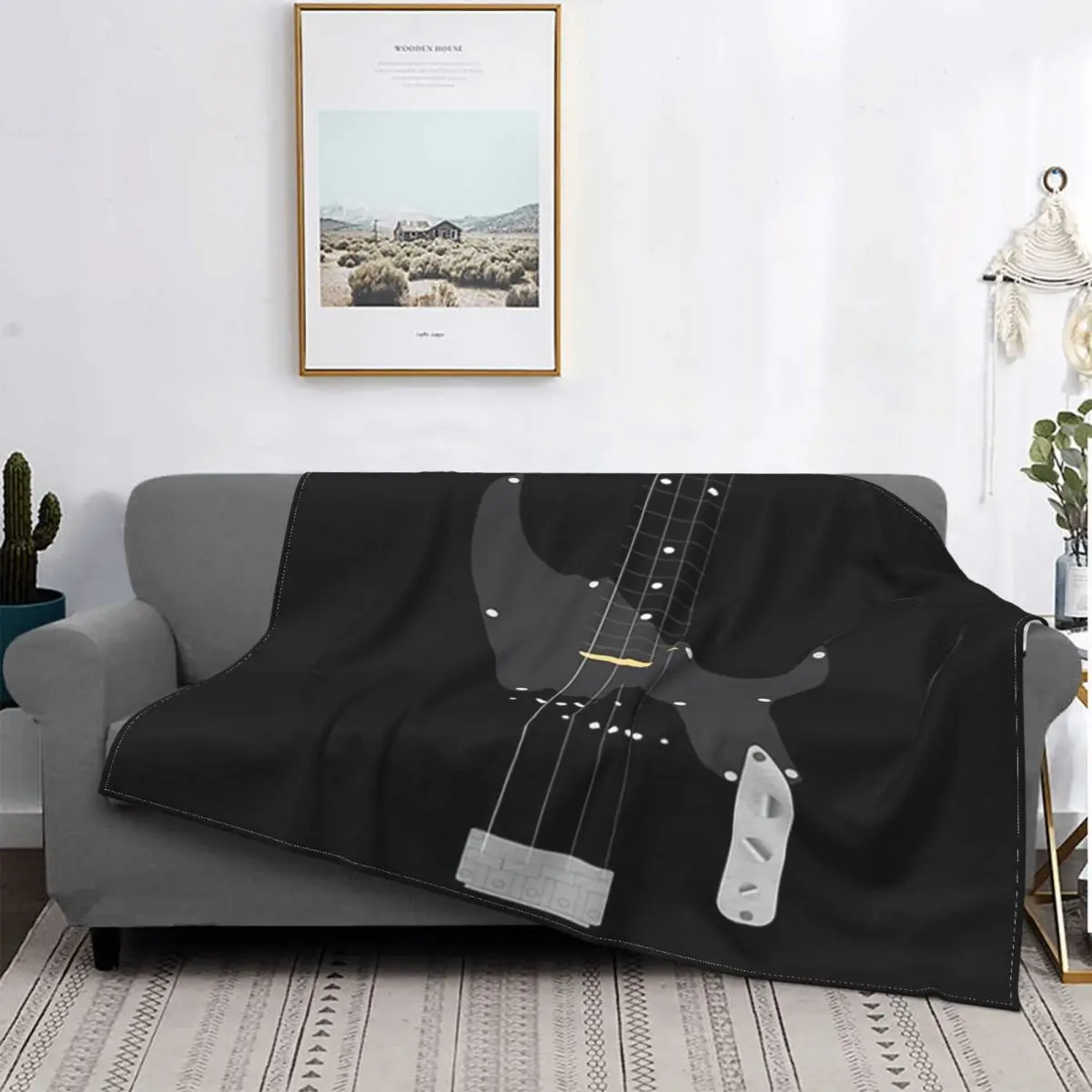 

Bass Guitar Blanket Six-stringed instrument Fleece Autumn/Winter Multifunction Thin Throw Blankets For Office Rug Piece