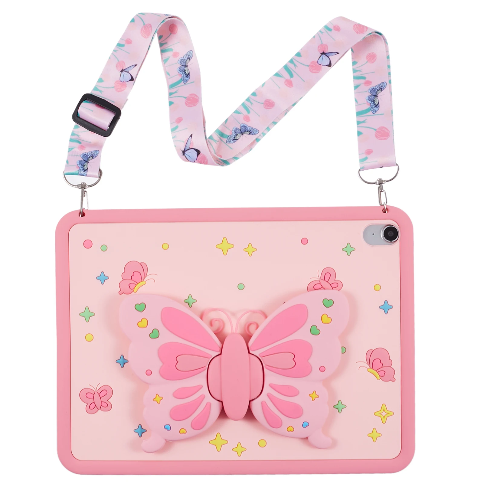 

Tablet Cover for iPad (2025) / 10.9 (2022) Silicone Case with Foldable Butterfly Kickstand