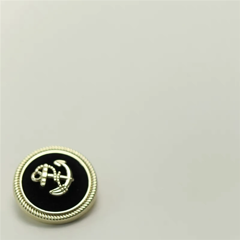 FCXDG 10pcs Vintage British Style Fashion Clothing Buttons Navy Anchor Design Metal Flocking Gold Round Sewing Buttons for Coat