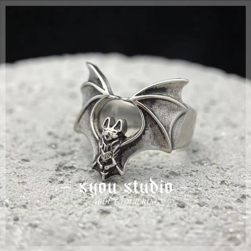Fashion Bat Rings Vintage 316L Stainless Steel Cool for Men Women Punk Biker Animal Ring Party Amulet Unisex Jewelry Wholesale