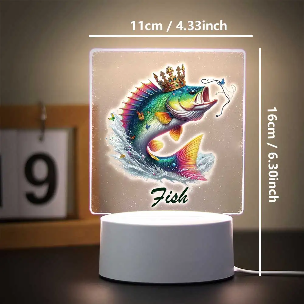 1 pc cool Smart fish UV Print With Name Led Night Light 3d Illusion Night Lamp Table Desk Decor Kids Birthday Gift