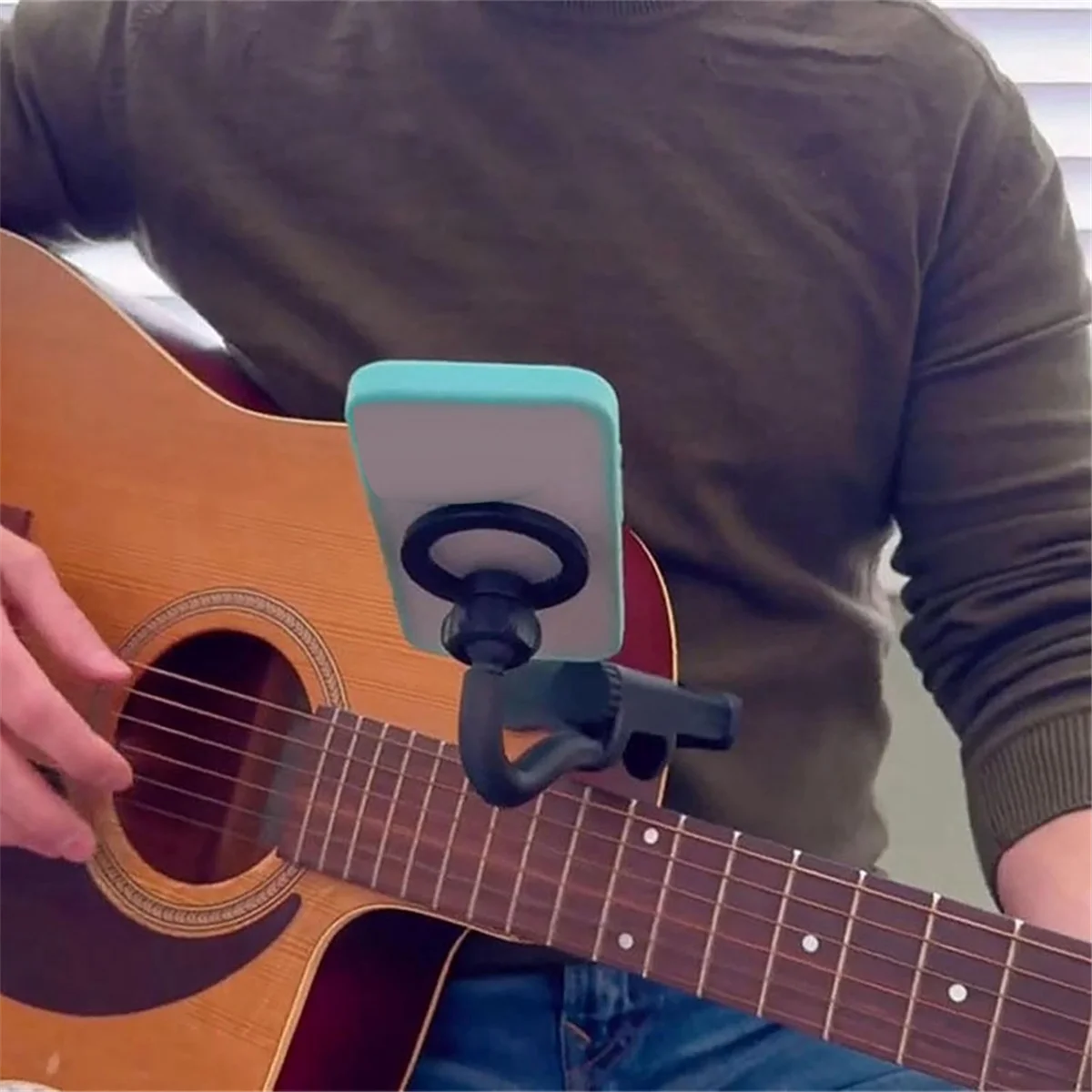A03R Guitar Phone Holder, Adjustable Guitar Stand, Guitar Phone Holder Mount for Live Streaming Teaching Video Recording