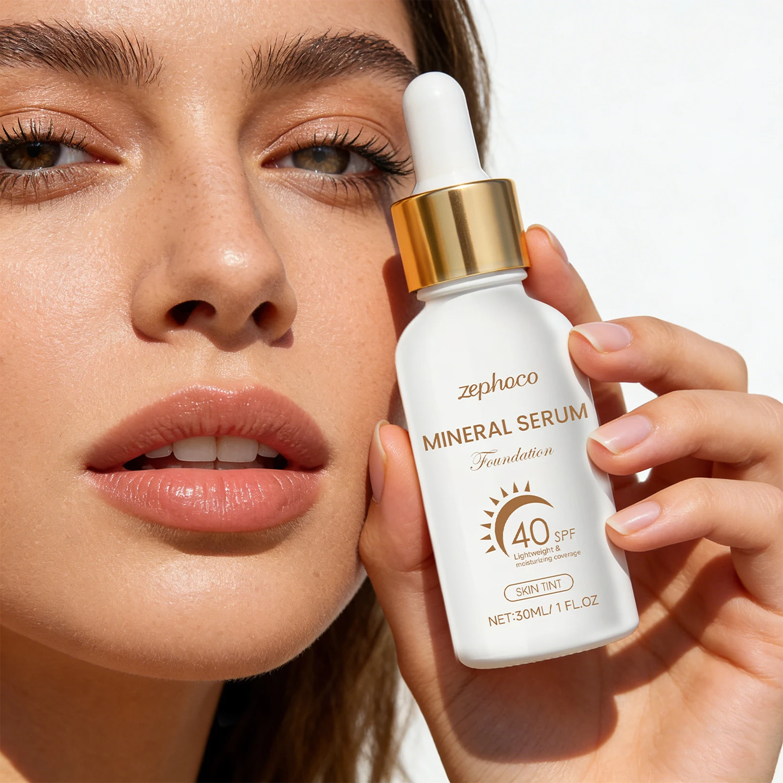 SPF 40 Sunscreen Liquid Foundation Isolation Cream Correct Skin Tone Reduce Dullness Conceal Pores Long Lasting Natural Face