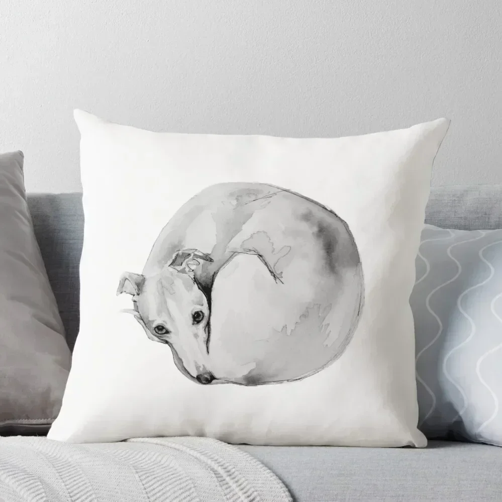 

Whippet Curling Up To Sleep Throw Pillow Pillows Aesthetic christmas supplies Decorative pillow case pillow
