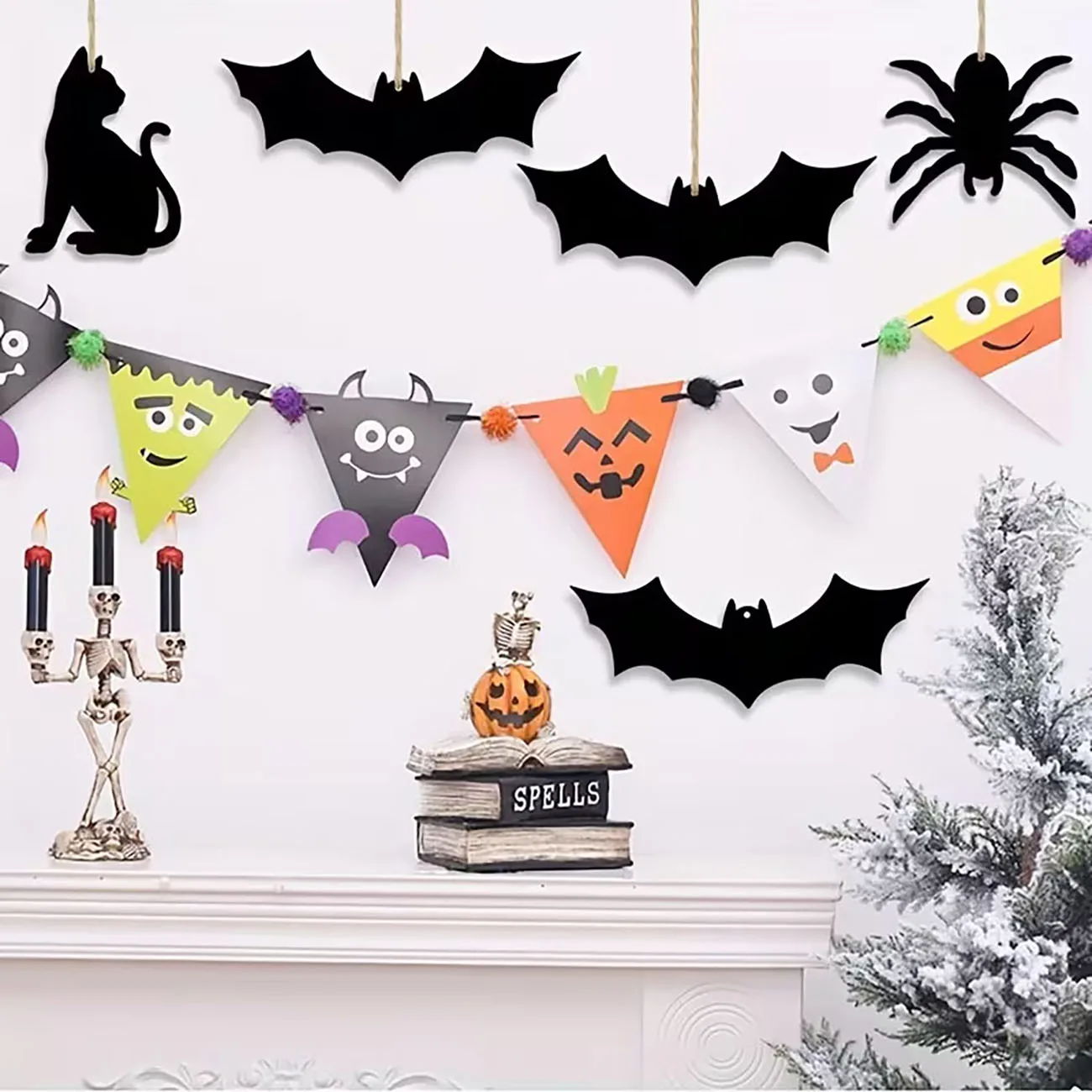 10 Pcs Blank Wooden Bat Ornaments Unfinished Wood Cutouts with Rope for DIY Craft Halloween Hanging Decor