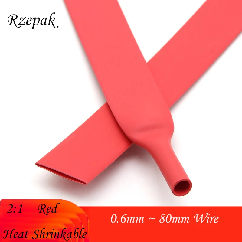 

1~50m 2:1 Heat Shrinkable Sleeving Red Diameter 0.6mm ~ 80mm Wire Repair DIY Cable Protection Sleeving Casing Wrap