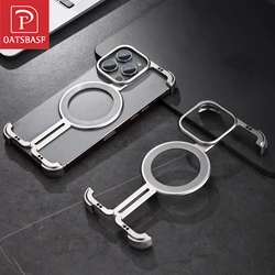 Oatsbasf Magsafe Phone Case for iPhone 15 Pro Max Frameless Slim Phone Cover Magnetic Bumper AntiSlip Phone Protective Case