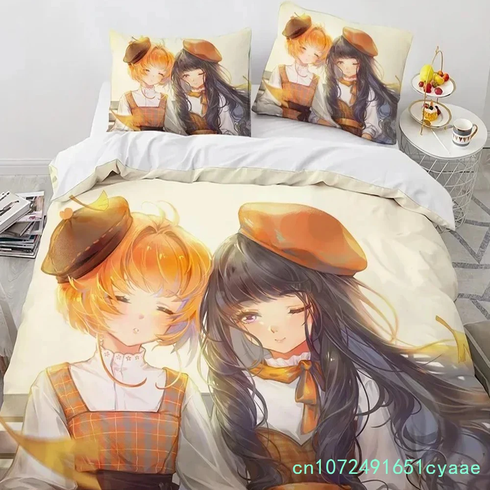 カードキャプターさくら寝具セット-3dプリント-アニメガール-羽毛布団カバー-子供部屋装飾-クイーンキングサイズ