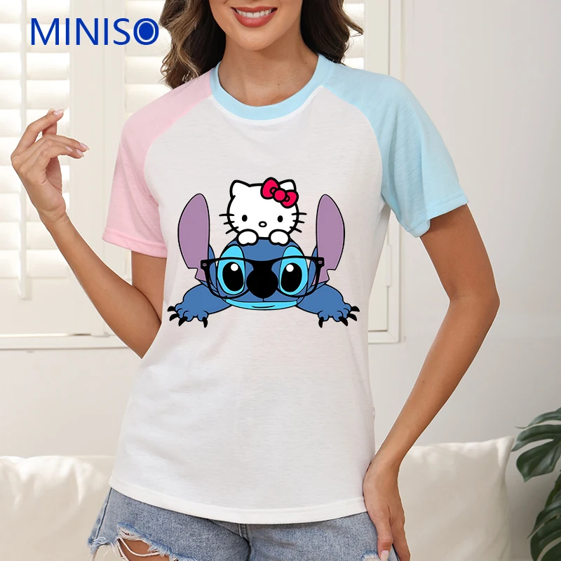 

Summer Women Short Sleeve T-shirt 2025 Everyday Wear Friends Cartoon Disney Mickey Tops Clothing Female Clothes New Print