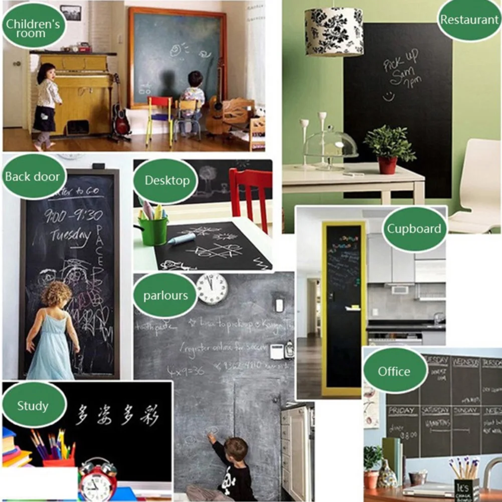 PVC Draw Mural Halloween Decor Blackboard Stickers Chalk Board Erasable Wall Stickers For Kids Rooms/Bedroom/Office 45x200cm