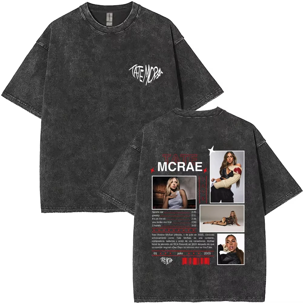 Tate Mcrae Album So Close To What Miss Possessive 2026 World Tour Washed T Shirts Men Women Fashion Vintage Oversized T-shirt