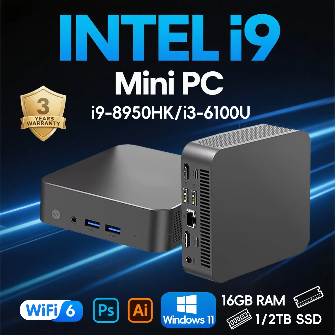 �y�Z�[�����z�~�jPC Windows 11 Intel Core i9 8950HK/Core i3-6100U 16GB RAM 1TB SSD WIFI 6 BT5.2 4K HD �~�j�Q�[�~���O�I�t�B�X�w�K�pPC