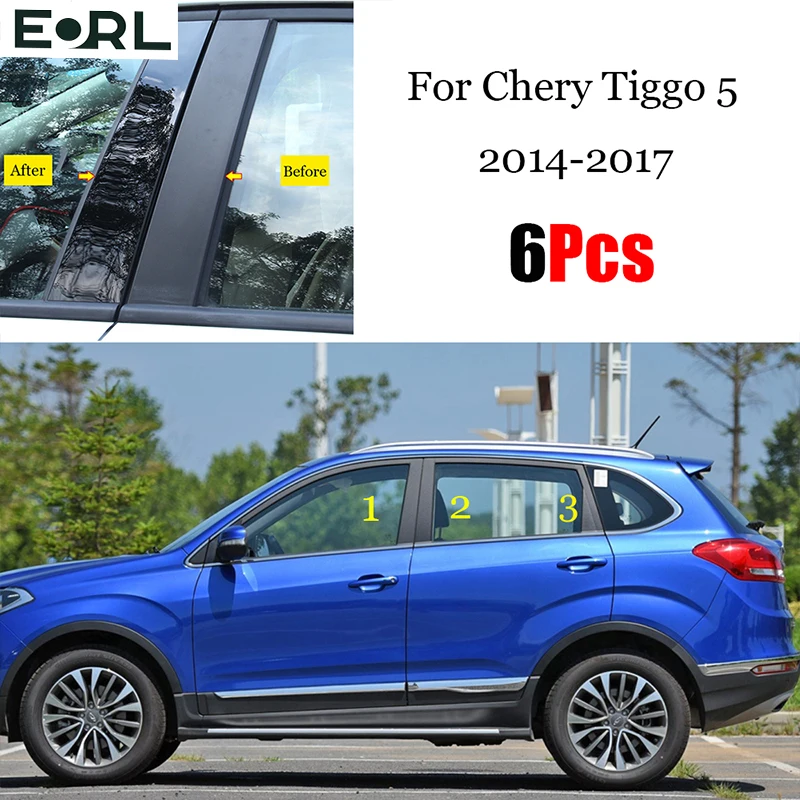 

New Arrival Window Trim Cover BC Column Sticker Polished Pillar Posts Fit For Chery Tiggo 5 2014 - 2017 Accessories 6PCS