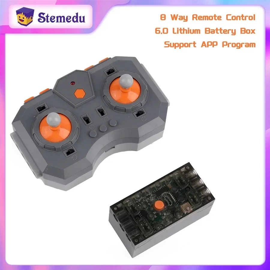 MOC 8CH 8 Channel Remote Control 6.0 Lithium Battery Box Support APP Program Speed Adjust for Building Blocks Power Function Toy