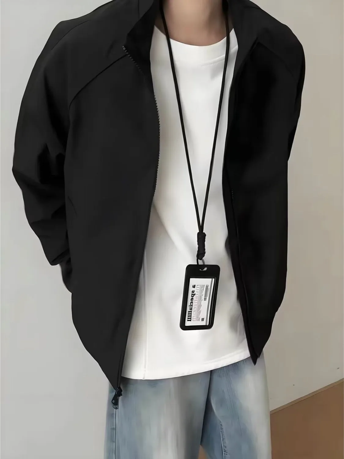 American Style Versatile Jacket Men's Spring Autumn Retro Design Sense Wearable with Inner Pocket Stand Collar Coat