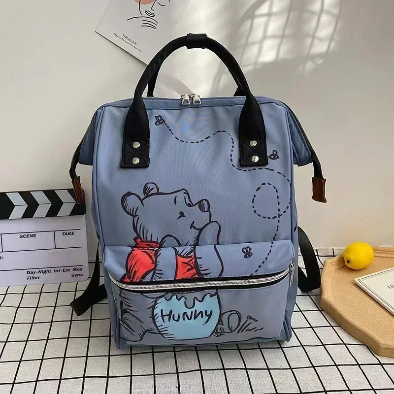 Disney Winnie The Pooh Women Backpack Student  Fashion Cartoon Print Multi-function Large Capacity SchoolBag Mother and Baby Bag