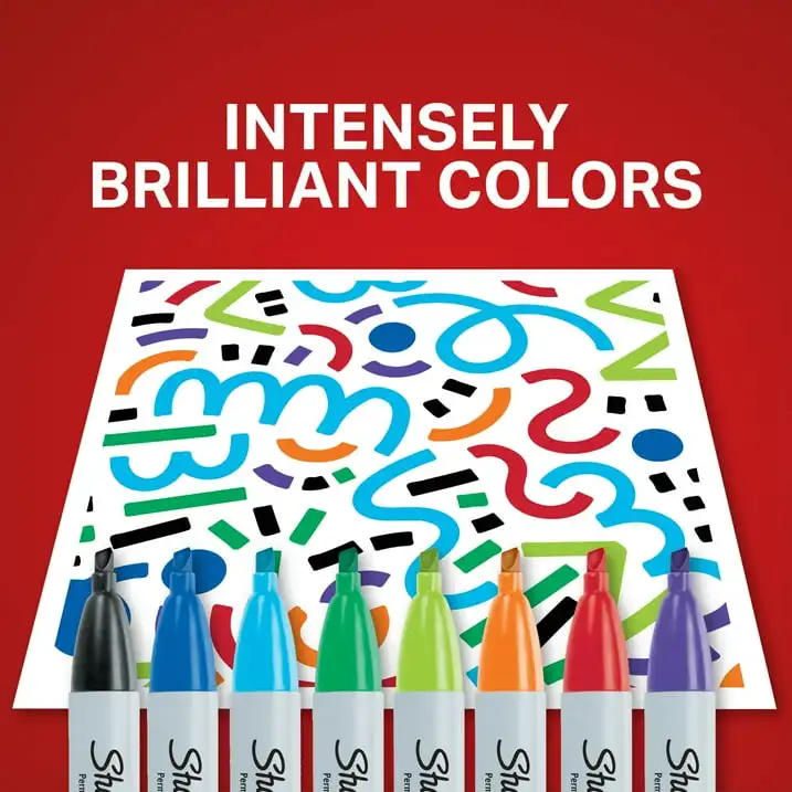 Pennarelli permanenti Sharpie, punta a scalpello, colori classici, 8 pezzi
