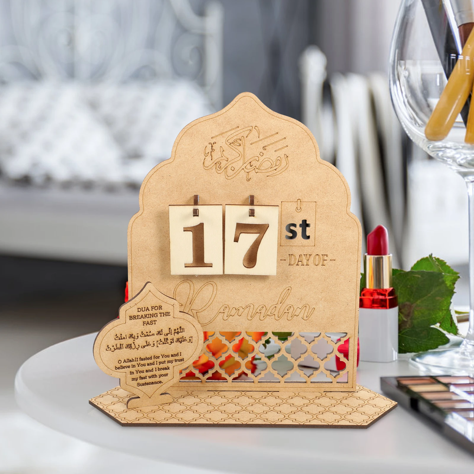 

Wooden Countdown Ornaments Muslim Desk Decoration Eid Mubarak Calendar Decorate Home Hanging Ramadan
