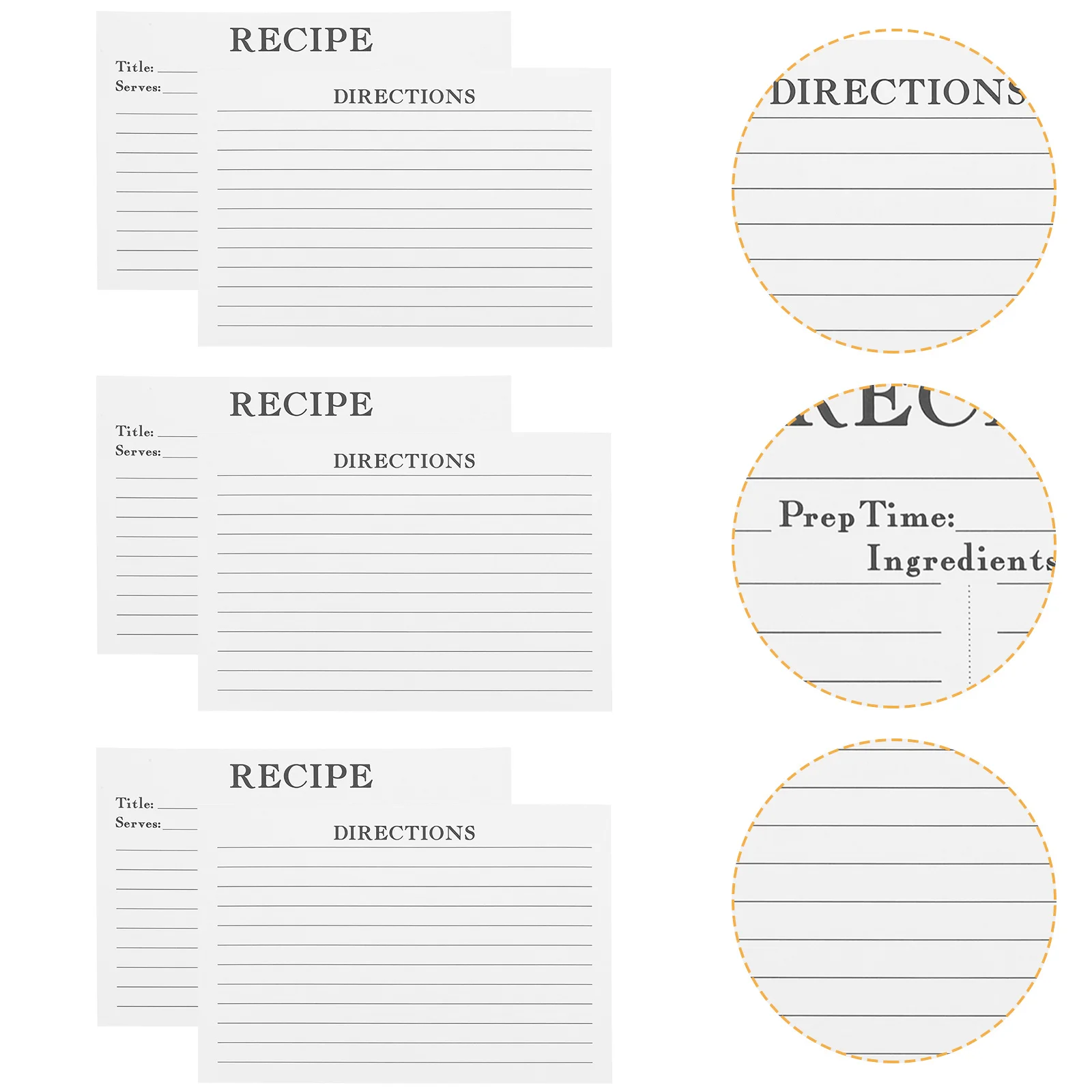 50Pcs Paper Recipe Cards Convenient Blank Food Note Sheets for Cooking Methods Vocabulary Journaling Daily Reminders Kitchen