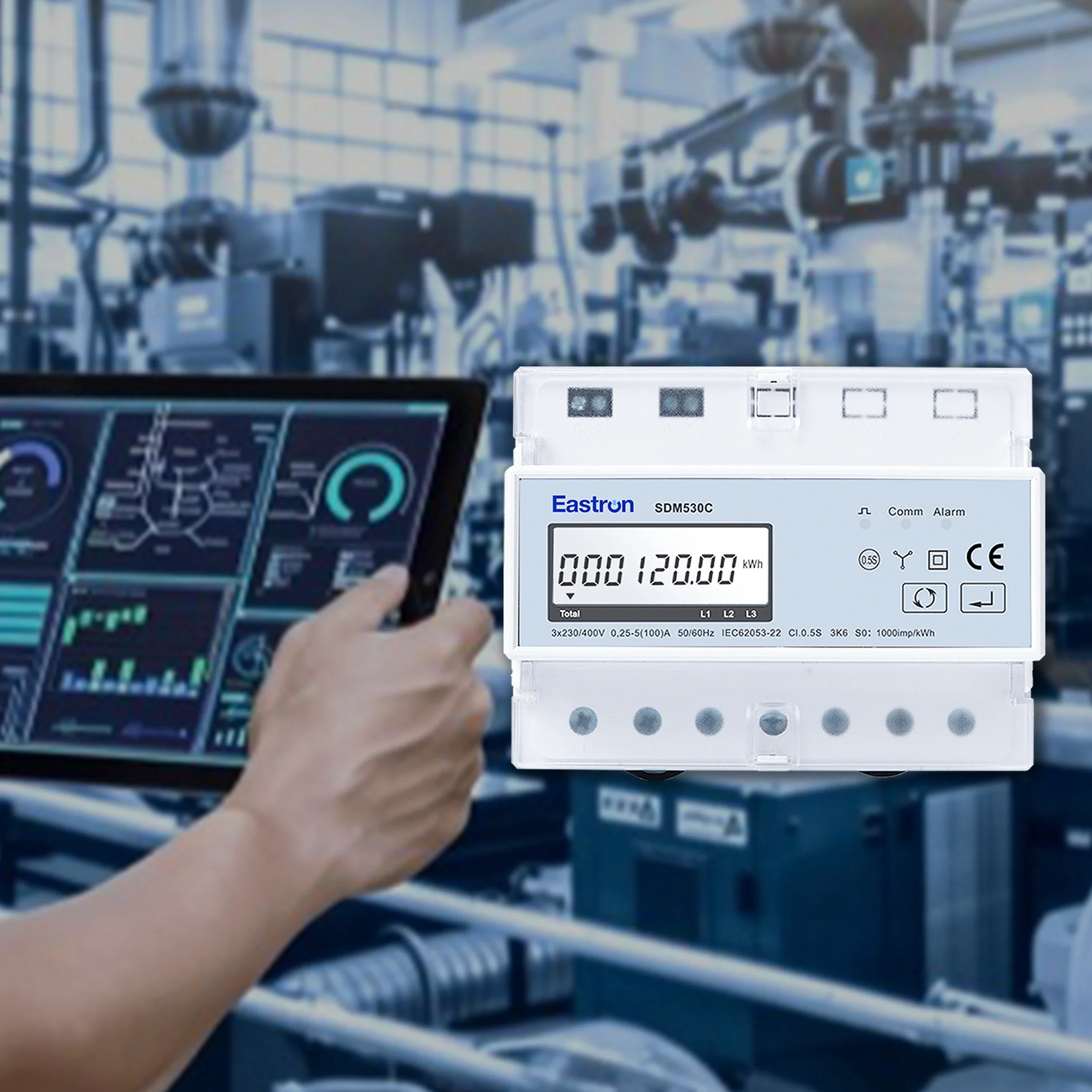 Eastron SDM530C MID Certified Three Phase RS485 Modbus Multi-functional Smart Post-pay Electricity Meter