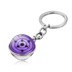 NarAACartoon Keychian Uchiha Sharingan Anime Action Figures, Sasuke Eye, Double Face Glass Ball Keychain, Pendentif Toys Gifts