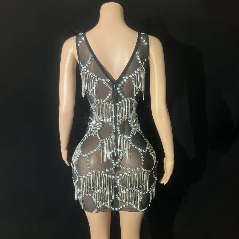 بار ملهى ليلي أداء شبكة سوداء منظور مثير مزاجه فستان سهرة الحدث المضيف مساء نموذج Vestidos Fiesta De Lujo