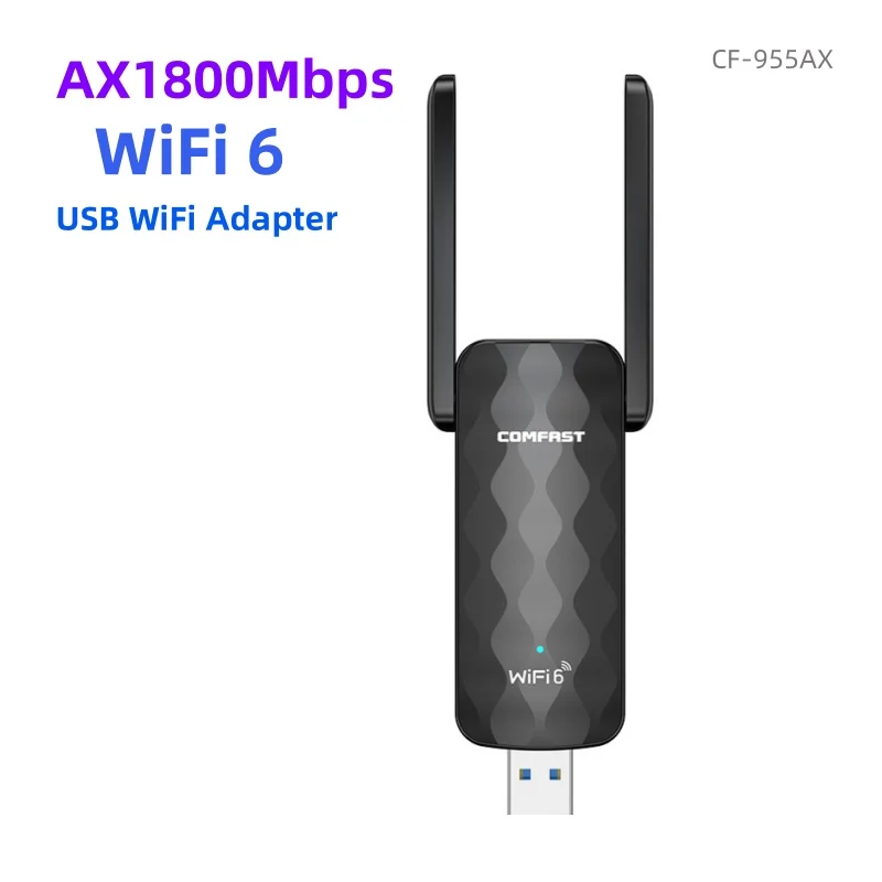 

COMFAST AX1800 Wifi 6 Usb Adapter Dual Band 2.4&5.8GHz Wireless Wi-Fi Dongle 2*3dBi Antena USB3.0 Driver-Free PC/Laptop CF-955AX