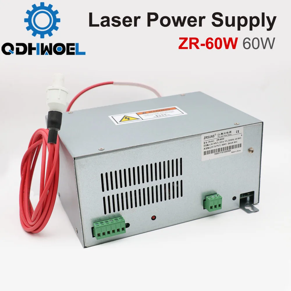 Imagem -02 - Qdhwoel-fonte de Alimentação a Laser Tubo de Vidro Zr60w 60w 40w 50w 60w 70w