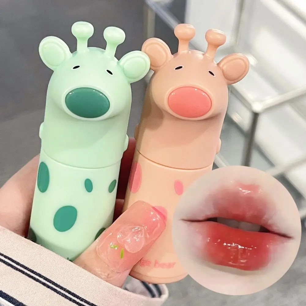 Long Lasting Lip Gloss Glossy Nourishing Non-Sticky Cup Moisturizing Lip Tinted Cute Deer Dry Lip Care Lip Mud Makeup Tool