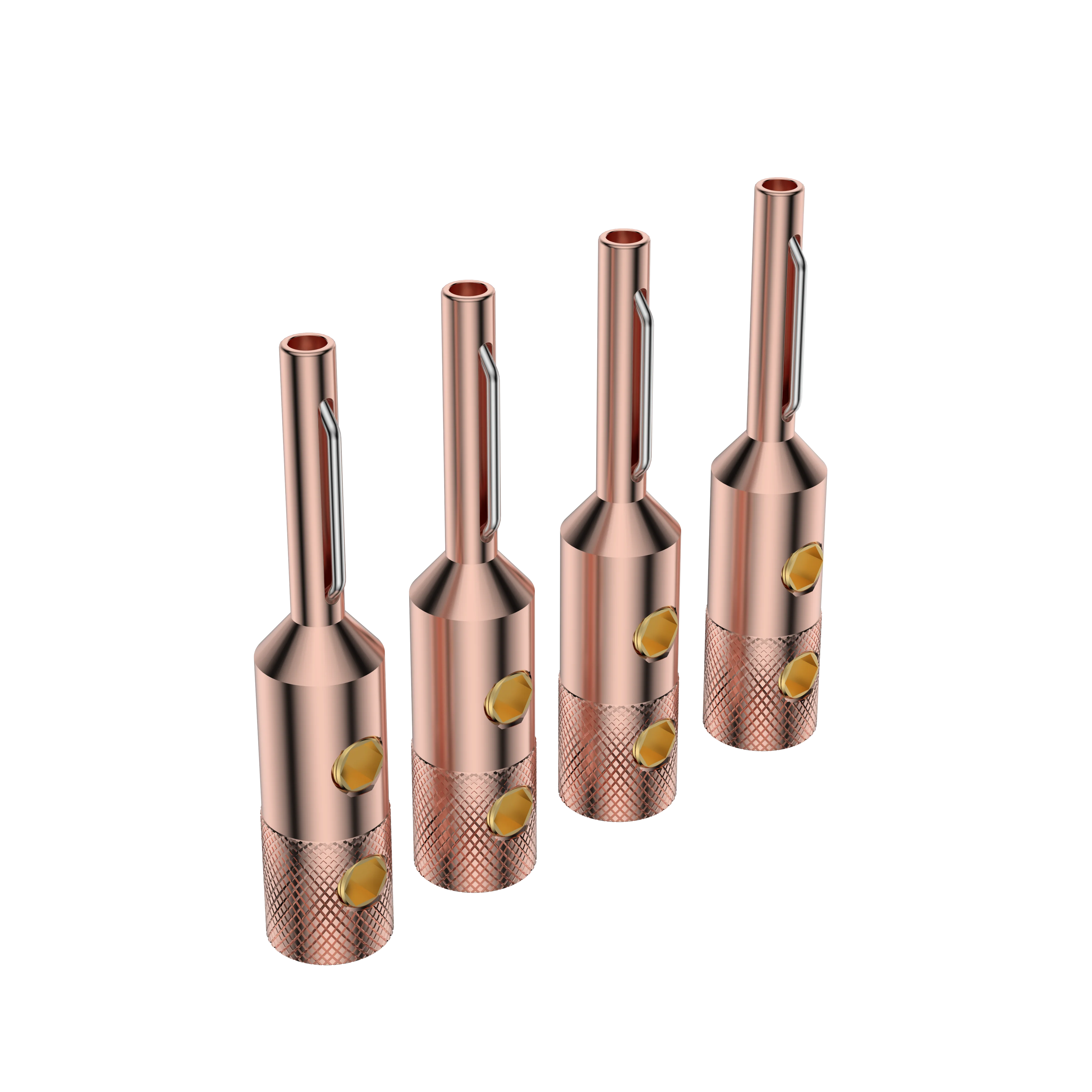 4PCS Viborg VB401 High quality Pure Red Copper Banana Connector Terminal Plug connector 4MM Speaker Wire Plug Screw Locking