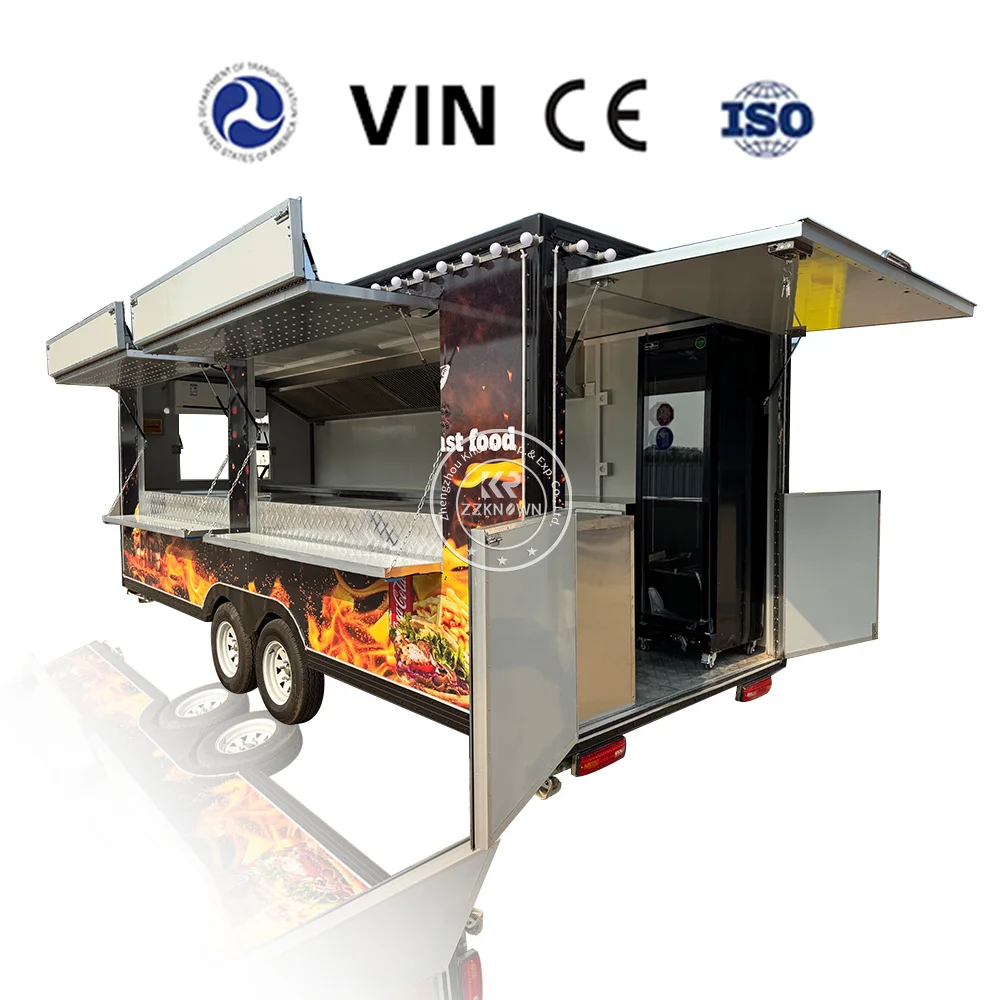 Aangepaste Food Truck Street Pizza Hamburger IJskar Mobiele Catering Trailers Concessie Fast Food Trailer Volledig uitgerust