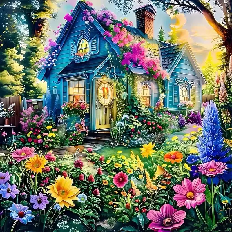 

CHENISTORY Full Diamond Embroidery Forest House Scenery 5D Diamond Painting Mosaic Cross Stitch Rhinestone Home Supplies