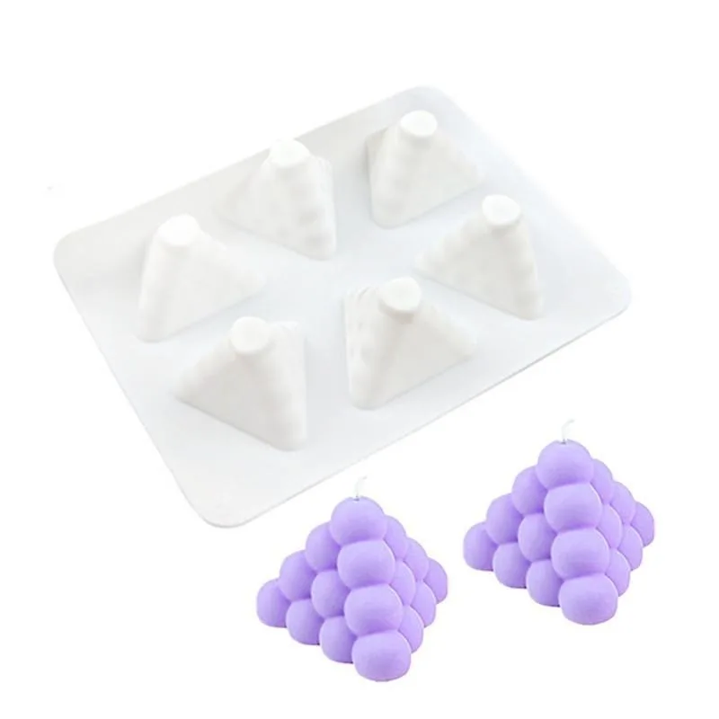 

6-Cavity Silicone Mold for Soap Resin Aromatherapy Plaster Pyramid Balls shaped Candle Mold DIY Craft Tool Christmas Gift