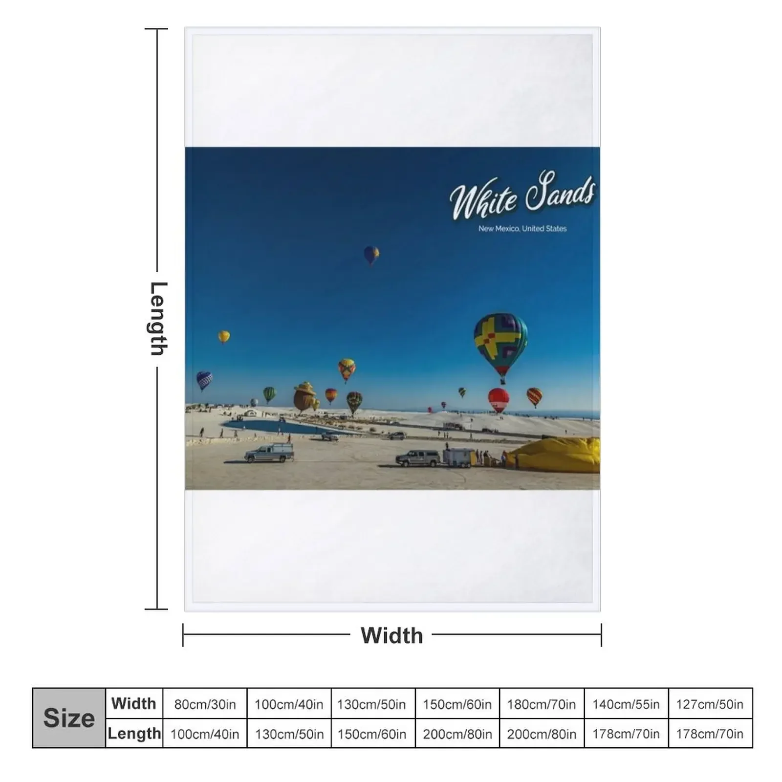 White Sands Hot Air Balloon Invitational Throw Blanket For Decorative Sofa Fashion Sofas Personalized Gift Blankets