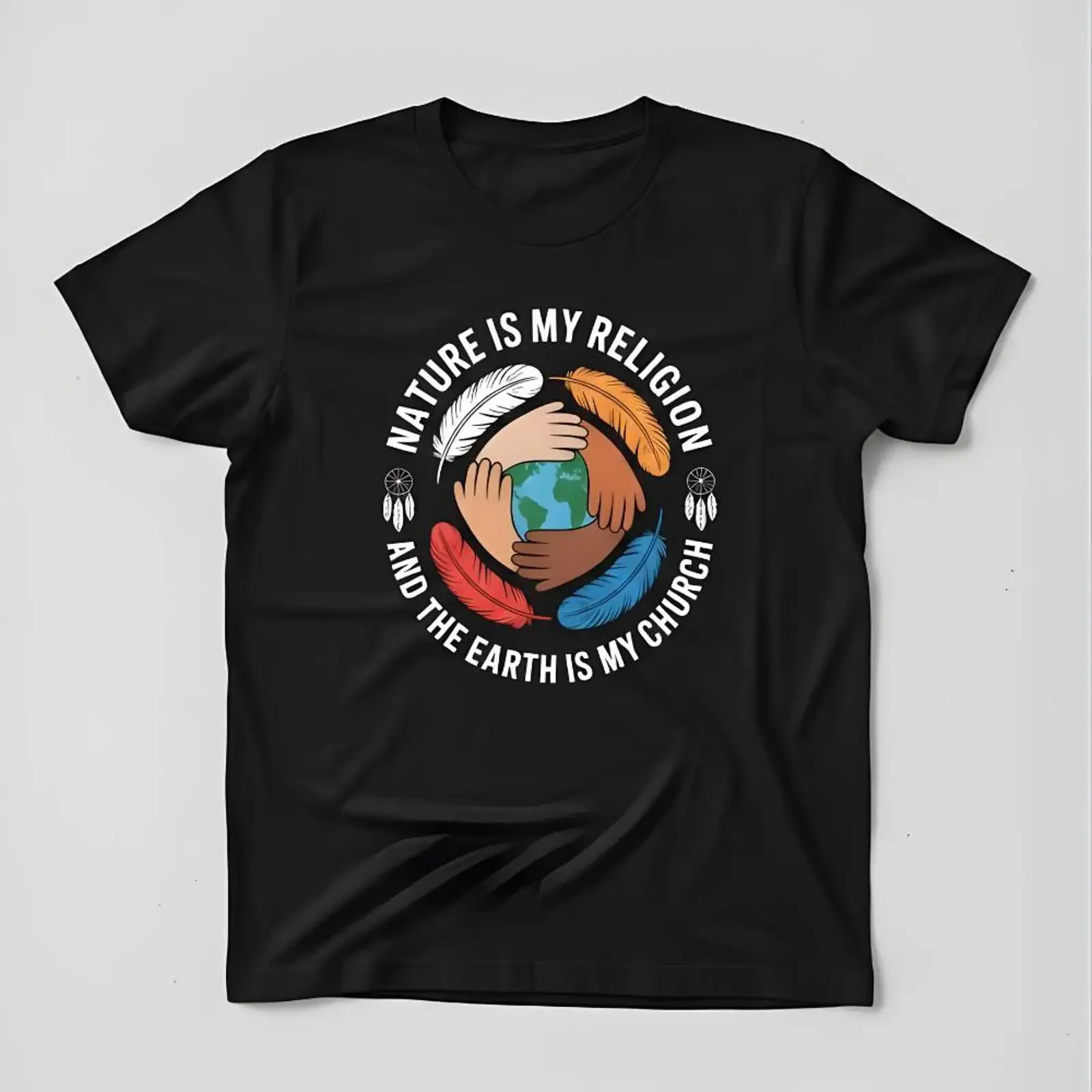 Nature Is My Religion Earth Church T Shirt Spiritual Quote Eco Friendly for Lovers vintage Washed streetwear Comfortable Casual