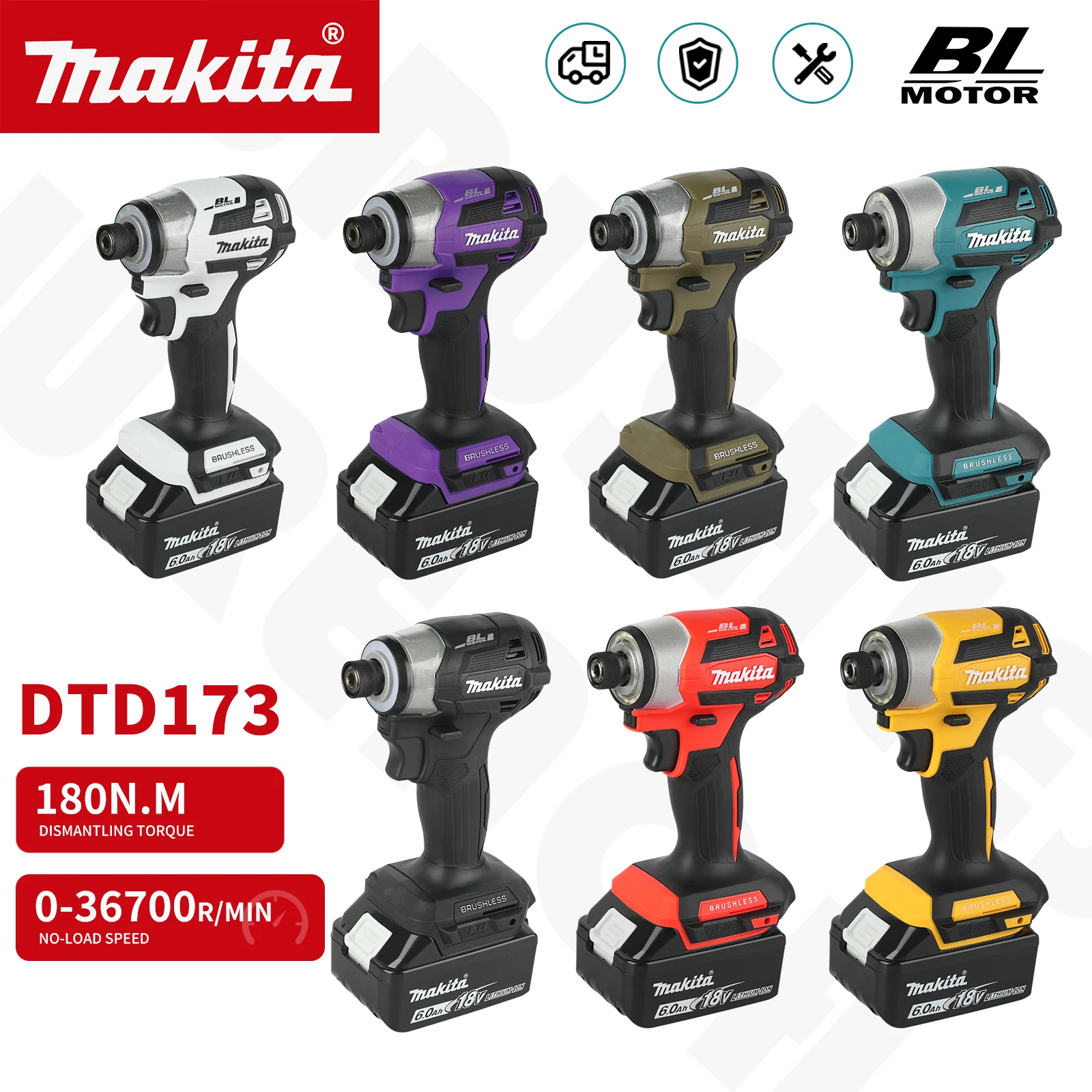 

Makita Lithium Screwdriver New Dtd173 Impact Screwdriver Electric Screwdriver Electric Hand Drill Wood/Bolt/T-Mode ﻿