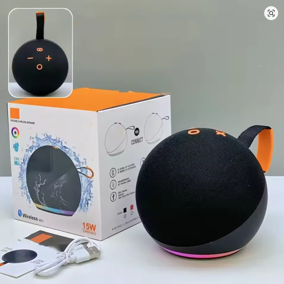 Caixa de Som Bluetooth Brasil 5ª Geração Sem Fio para Exterior com RGB e Subwoofer para Casa