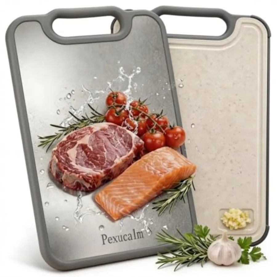 

Titanium Cutting Board for Kitchen, 15.4"x10.4" Dual-Sided Chopping Board, Scratch-Resistant, Dishwasher Safe, with Juice Groov