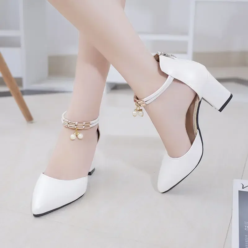 Summer Women Shoes Pointed Toe PumpsDress High Heels Boat Wedding Tenis Feminino Side With Sandals Zapatos Mujer Wedding