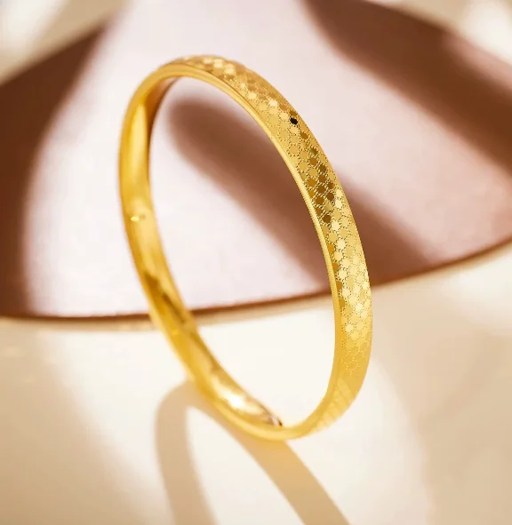 

999 real gold bangles for women about 7.8grams inside empty size 54mm -60mm wedding jewelry