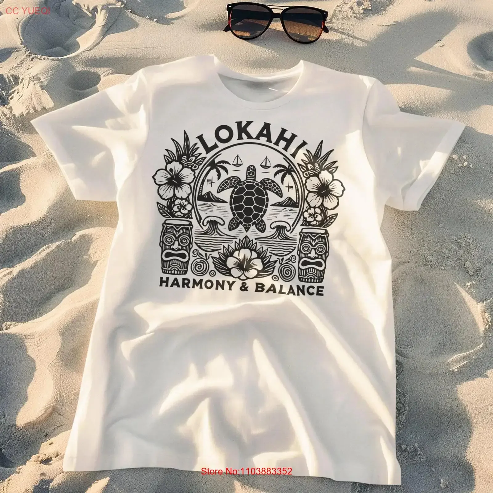 Hawaii Lokahi Harmony and Balance Pure Bliss t-shirt vintage délavé graphique étiré streetwear polyvalent respirant
