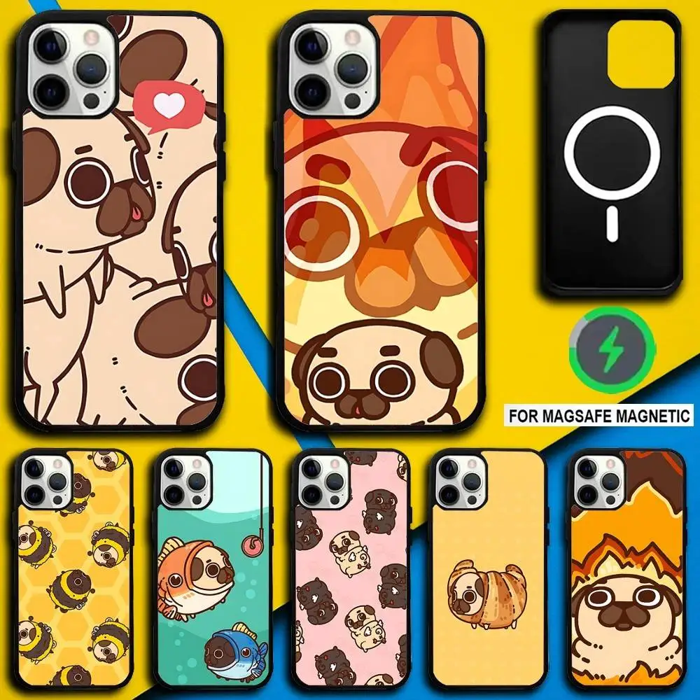 

Cute P-Puglie Pug Dog Phone Case For iPhone 17,16,15,14,13,12,11,Pro,Max,Plus,Mini,SE4,E Magnetic Magsafe Wireless Charging