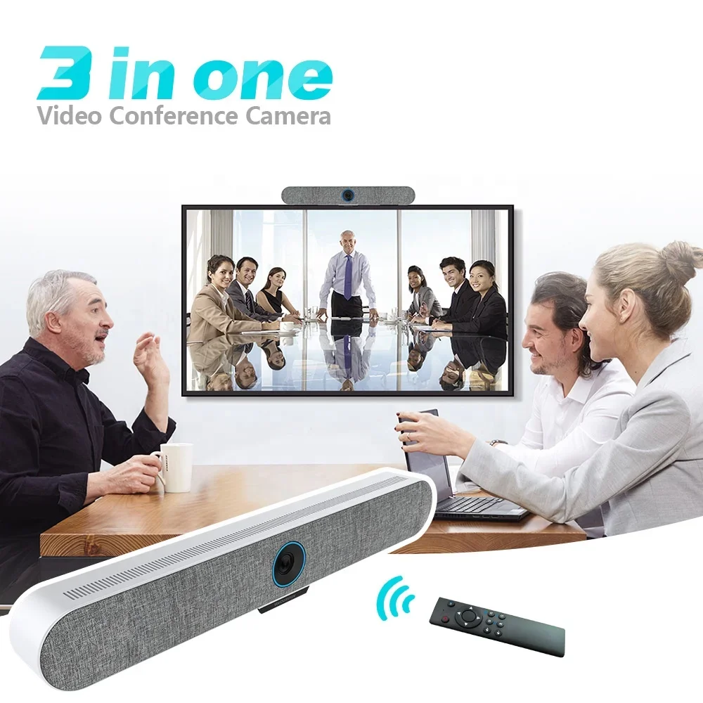 4K 3 in One TB01 Video Soundbar with Ai Face Tracking and Noise Reduction Designed for BYOD Soultions Multi-person Conference