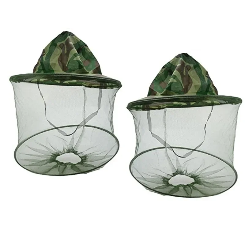1pc Camouflage Beekeeper Beekeeping Cap Hat with Head Net Mesh Face Protection Outdoor Fishing Equipment Beekeeping Supplies