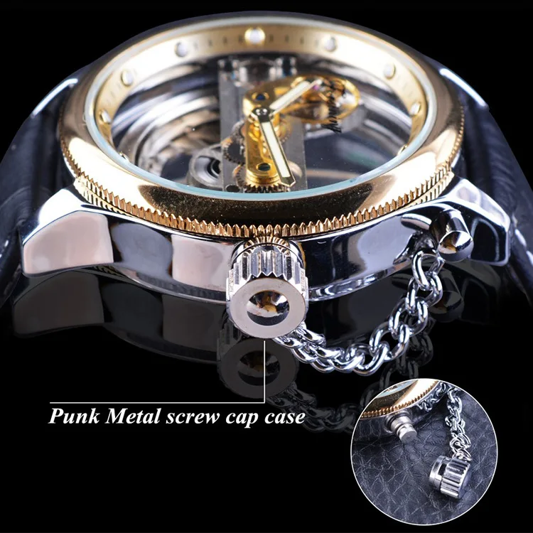 Fashion Forsining Top Brand Personalized Chain Double-sided Hollow Full Automatic Waterproof Mechanical Leather Tourbillon Watch