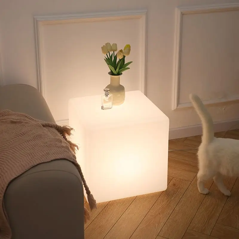 LED Luminous Square Stool Waterproof Cube Landscape Lighting Bar Atmosphere Table Light Exhibition Event Creative Floor Lamp