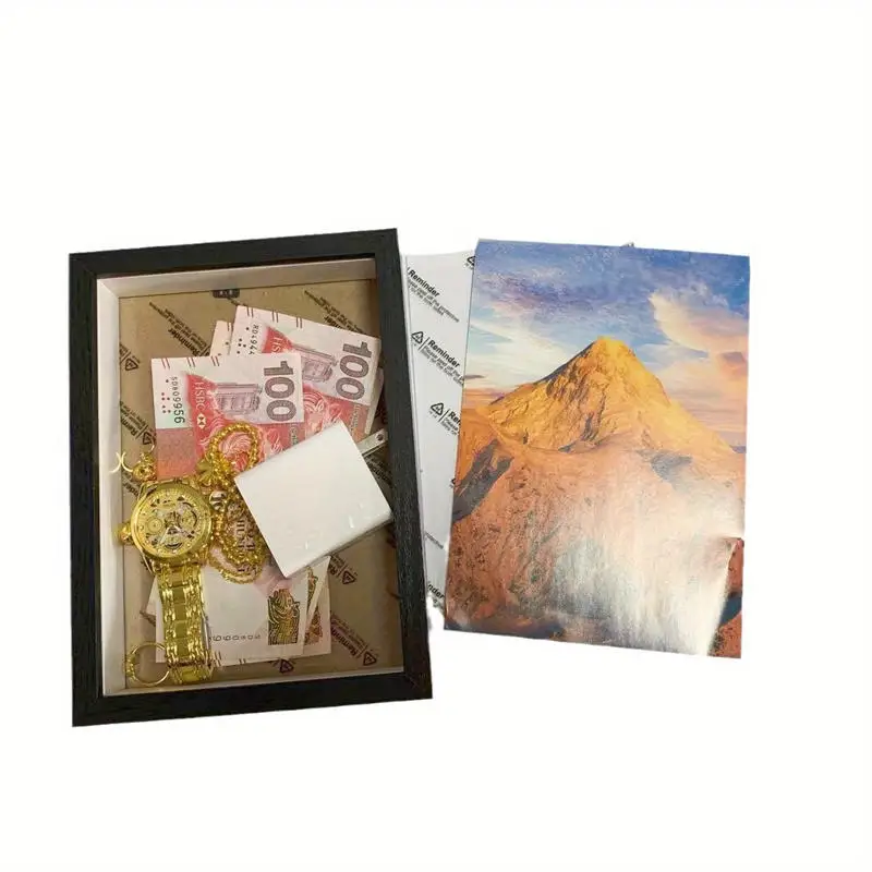 إخفاء صناديق المال الخاصة الآمنة إطار الصورة السرية للرؤية المزيفة مع حجرة مخفية لتخزين المجوهرات وصندوق العناصر المهمة #4